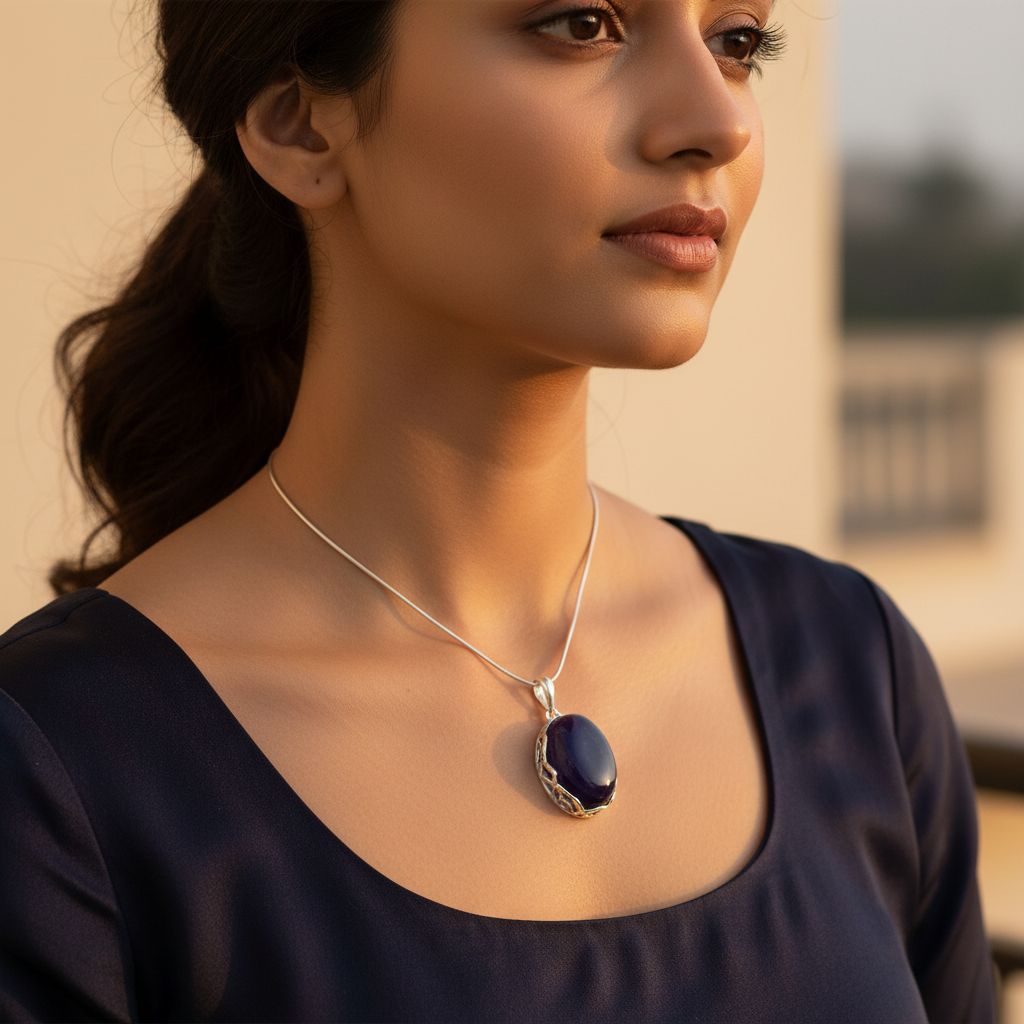 925 silver blue gemstone pendant for women | elegant jewelry