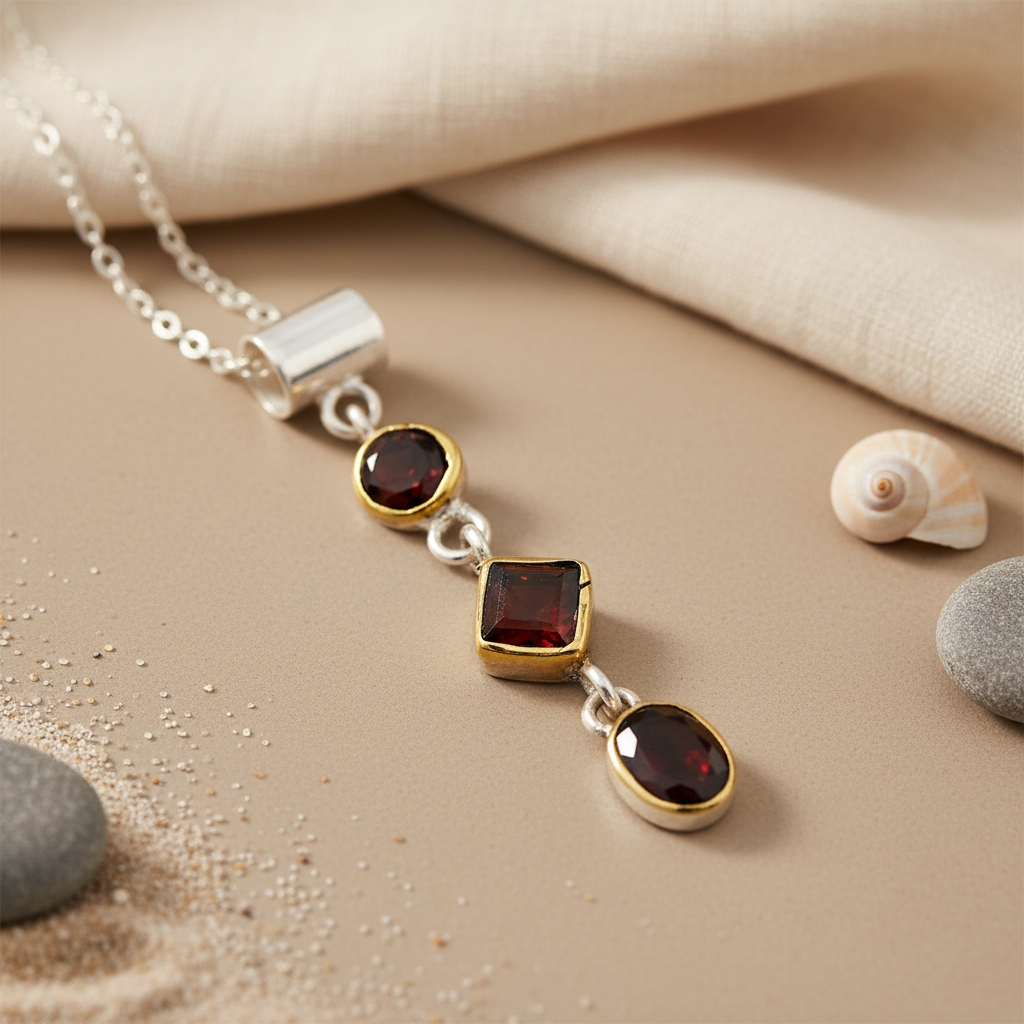925 Silver Garnet Pendant for Women | Gemstone Jewelry