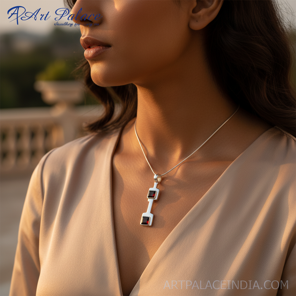925 Silver Garnet Pendant Necklace for Women | Gift Jewelry