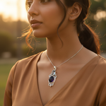 Load image into Gallery viewer, 925 Silver Blue Topaz &amp; Sapphire Pendant for Women
