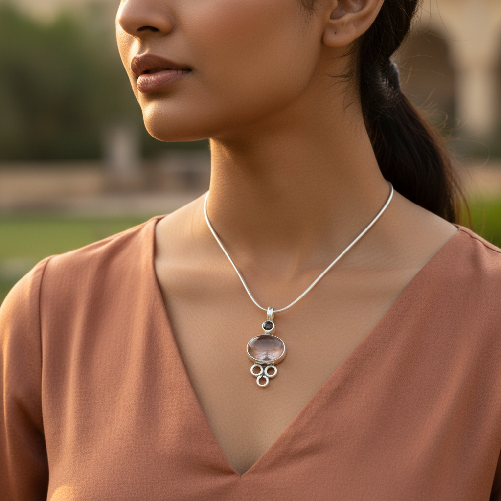 925 Silver Gemstone Pendant for Women | Daily Wear Necklace