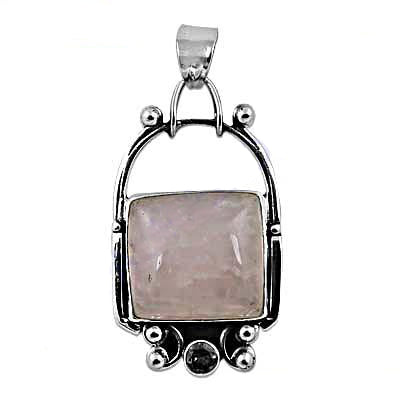 925 Silver Rose Quartz Pendant for Women | Gemstone Jewelry