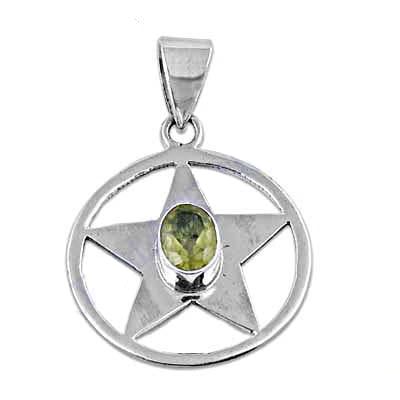 925 Silver Peridot Star Pendant | Women's Gemstone Necklace