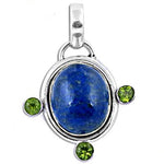 Load image into Gallery viewer, 925 Silver Lapis Lazuli &amp; Peridot Pendant for Women | Gemstone Jewelry
