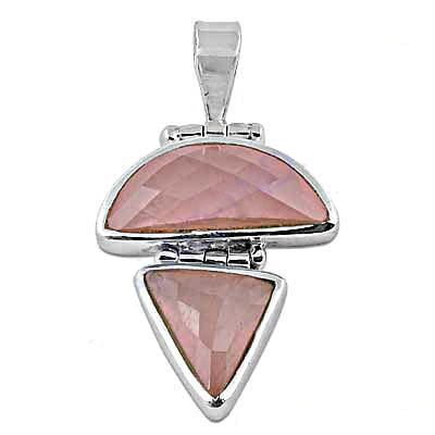 925 Silver Pink Gemstone Pendant Necklace for Women