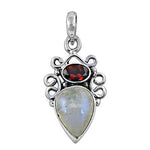 Load image into Gallery viewer, 925 Silver Moonstone &amp; Garnet Pendant | Women's Necklace
