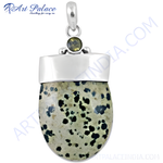 Load image into Gallery viewer, 925 silver dalmatian jasper pendant with unique black spotted pattern, gemstone jewelry for women

