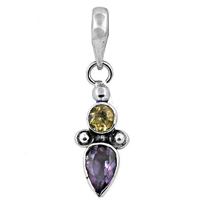 925 Silver Amethyst & Citrine Pendant for Women | Gemstone Jewelry