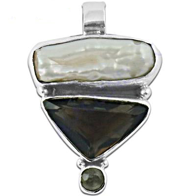 925 Silver Mother of Pearl & Gemstone Pendant for Women