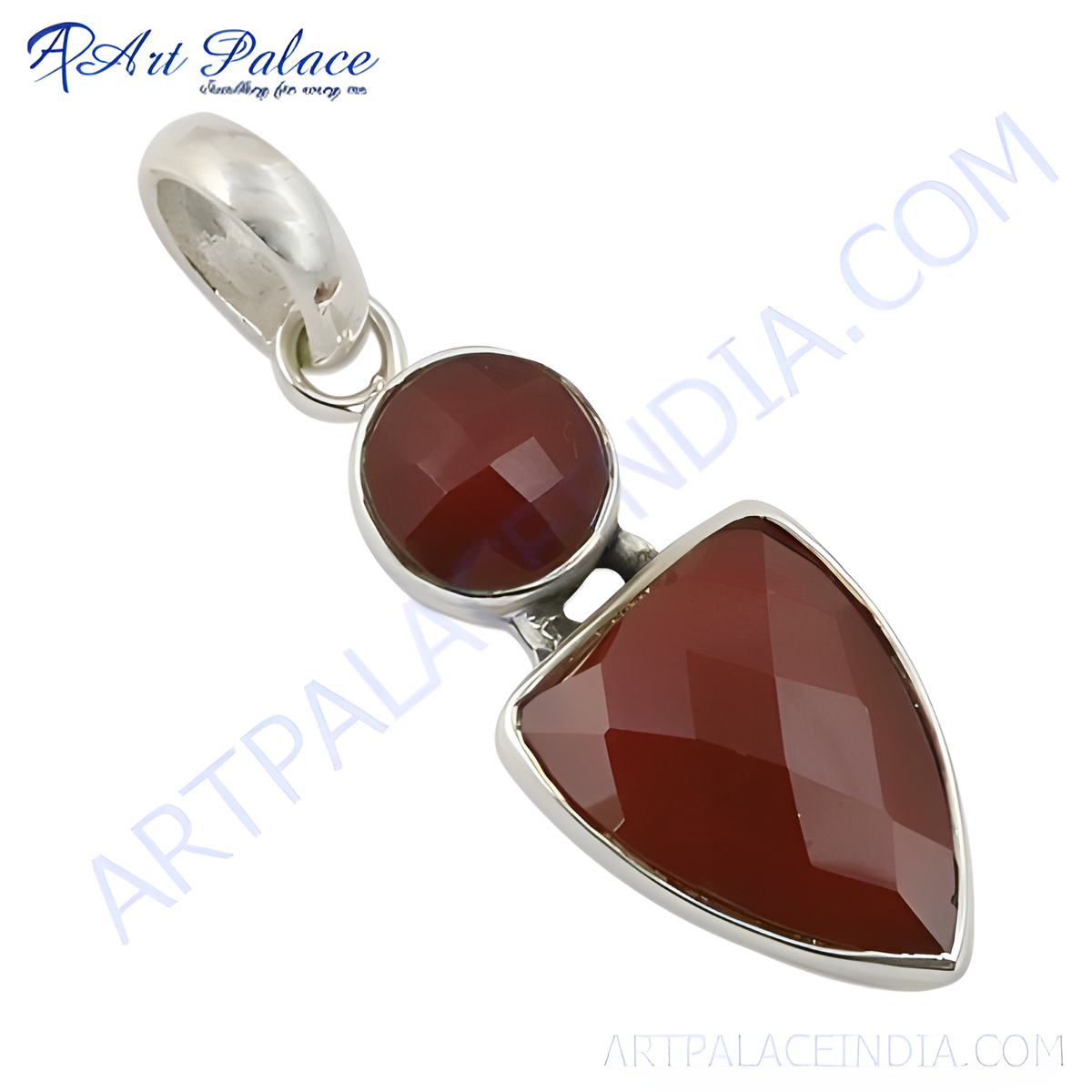 925 sterling silver pendant with a red carnelian gemstone