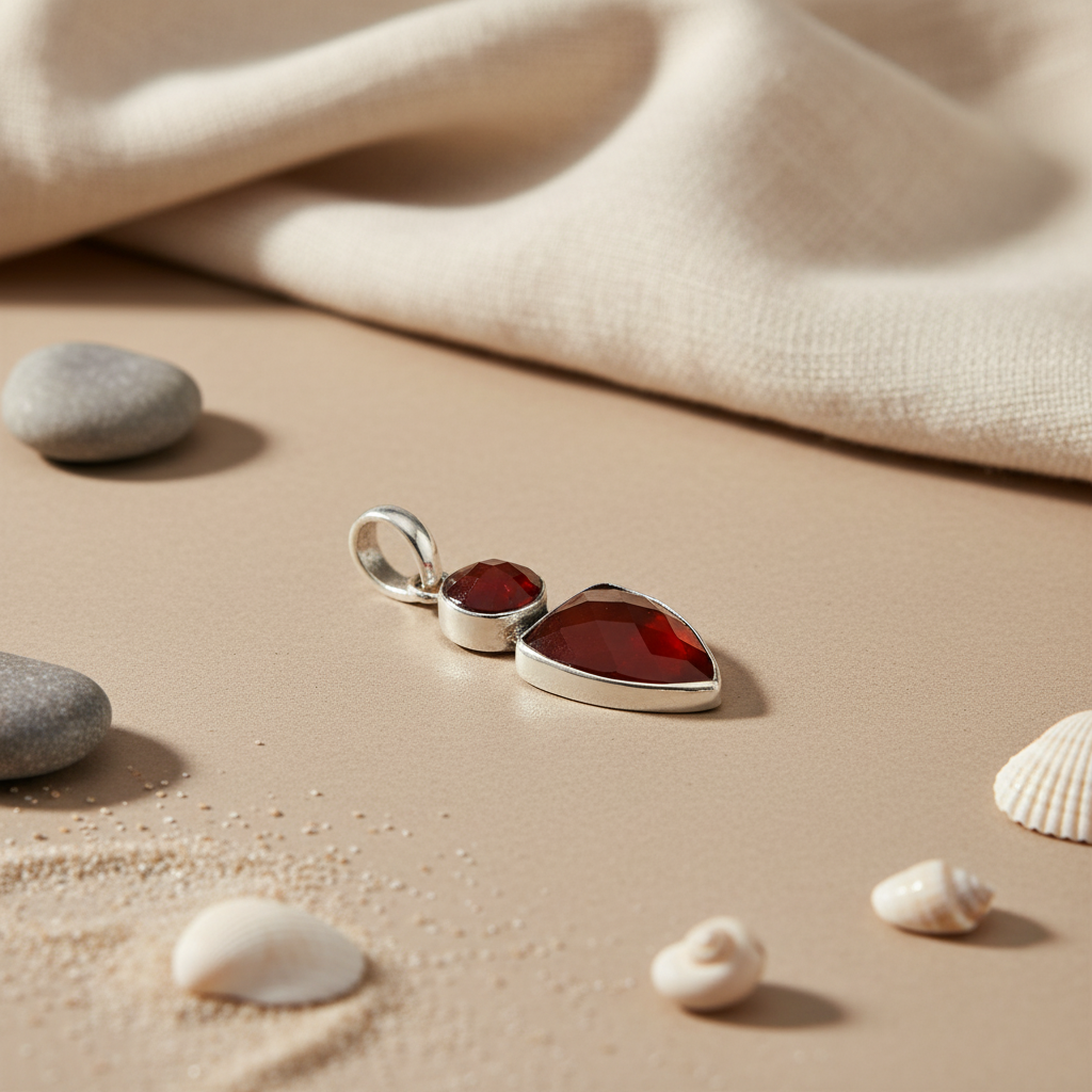 925 Silver Red Carnelian Pendant for Women | Gemstone Jewelry