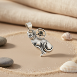 将图像加载到图库查看器中， 925 Sterling Silver Cat Pendant with Star Gemstone | Gift
