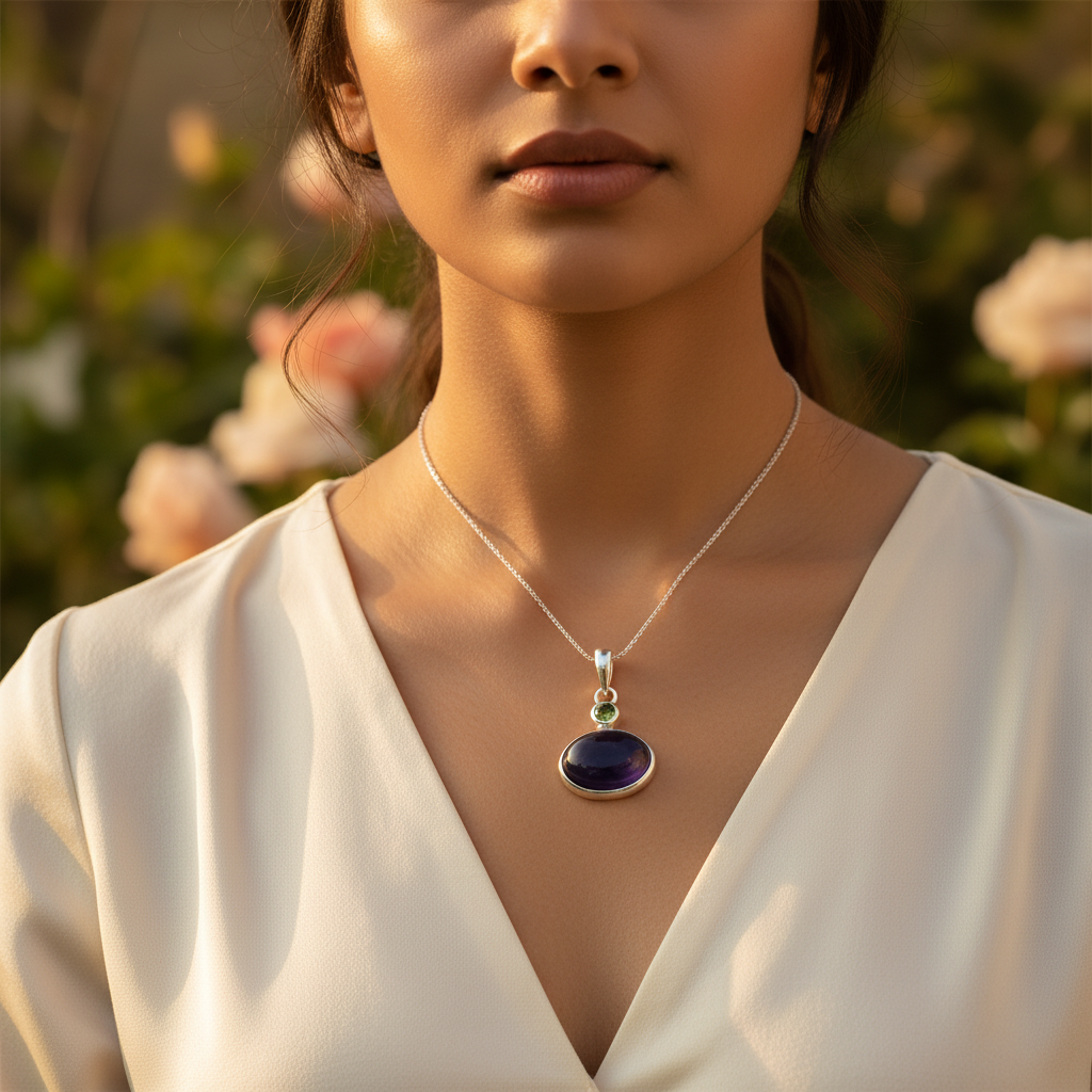 925 Silver Blue Gemstone Pendant for Women | Daily Wear Gift