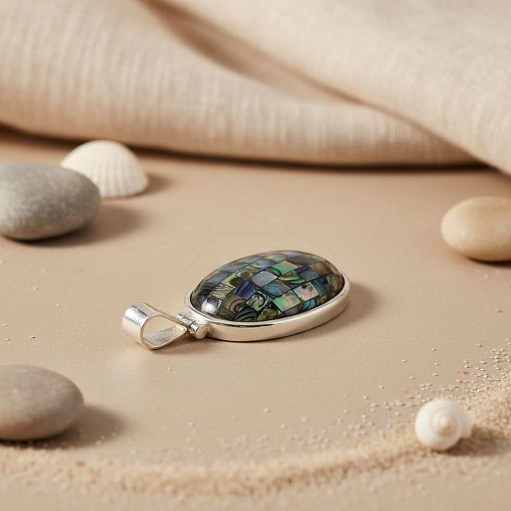 925 Silver Abalone Shell Pendant for Women | Gemstone Jewelry