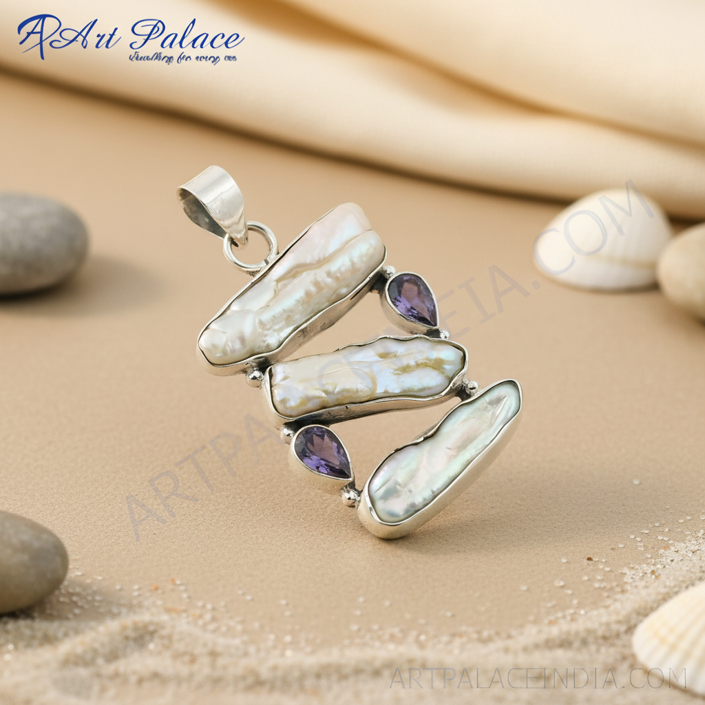 925 Silver Pearl & Amethyst Pendant for Women | Fashion Jewelry