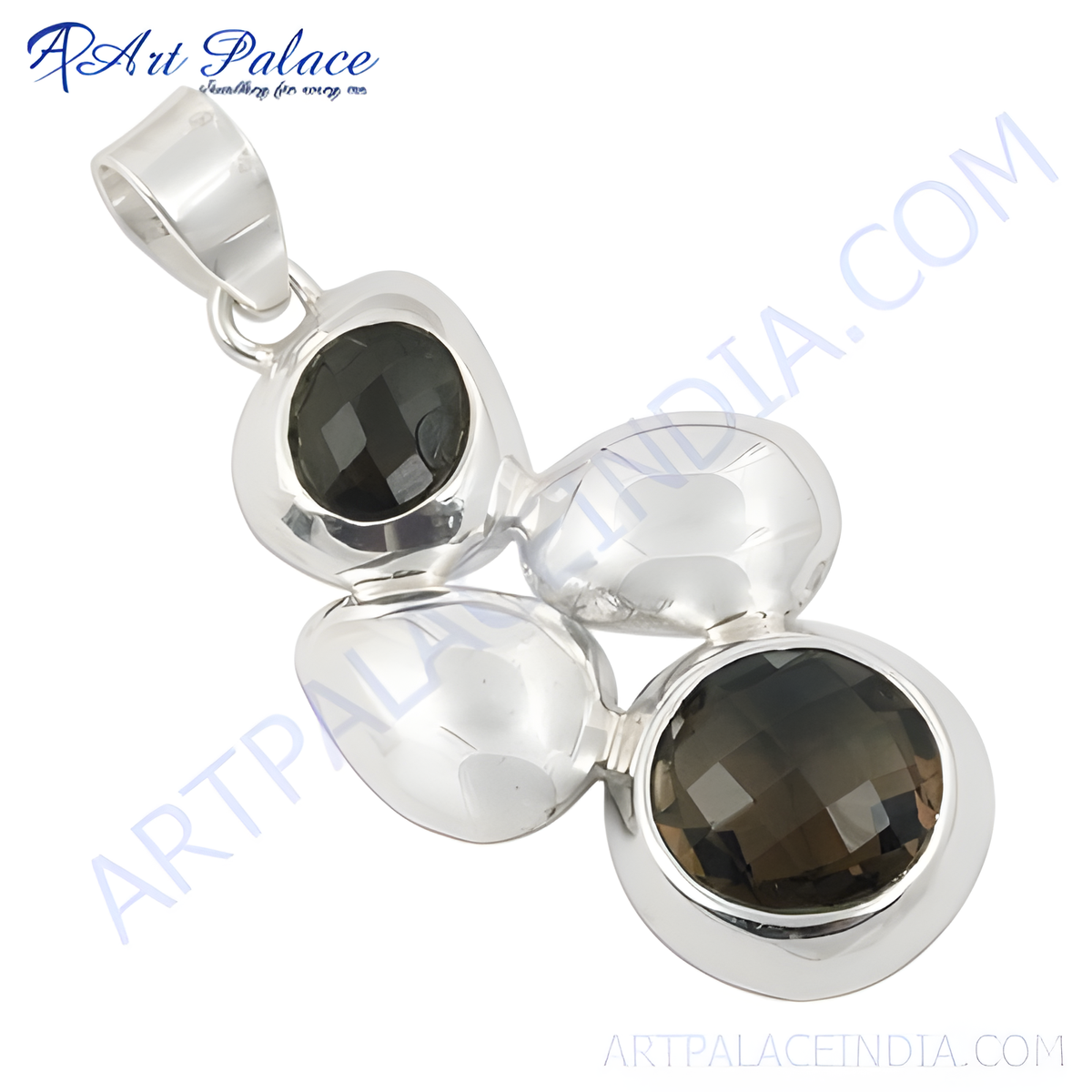 Sterling silver pendant featuring three smoky quartz gemstones, ideal for women's daily wear