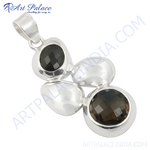 Load image into Gallery viewer, Sterling silver pendant featuring three smoky quartz gemstones, ideal for women&#39;s daily wear
