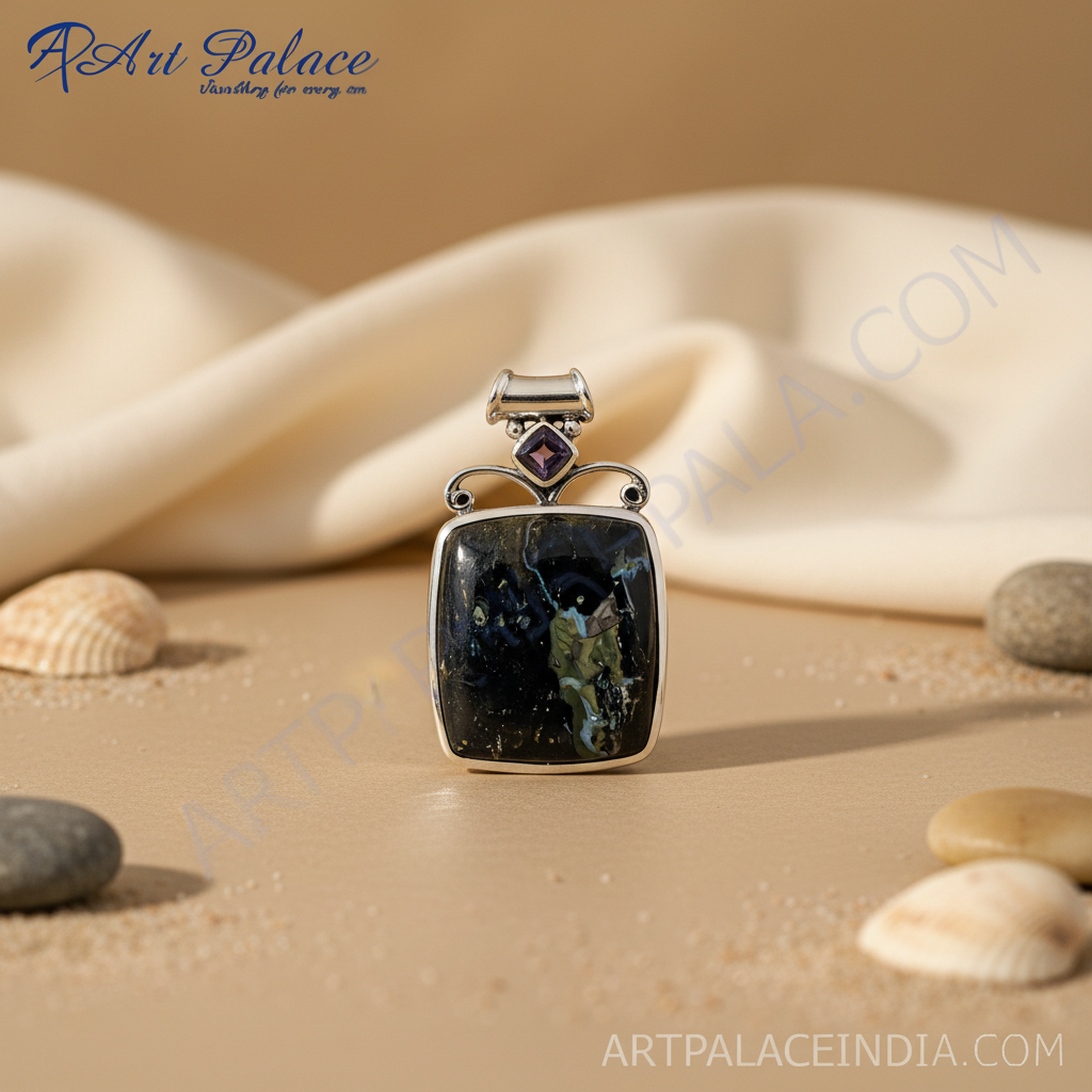 Colgante de piedra azul en plata 925 para mujer | Joyería llamativa