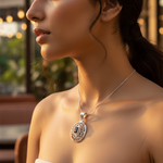 将图像加载到图库查看器中， 925 Silver Sapphire Pendant Necklace | Women's Openwork Jewelry
