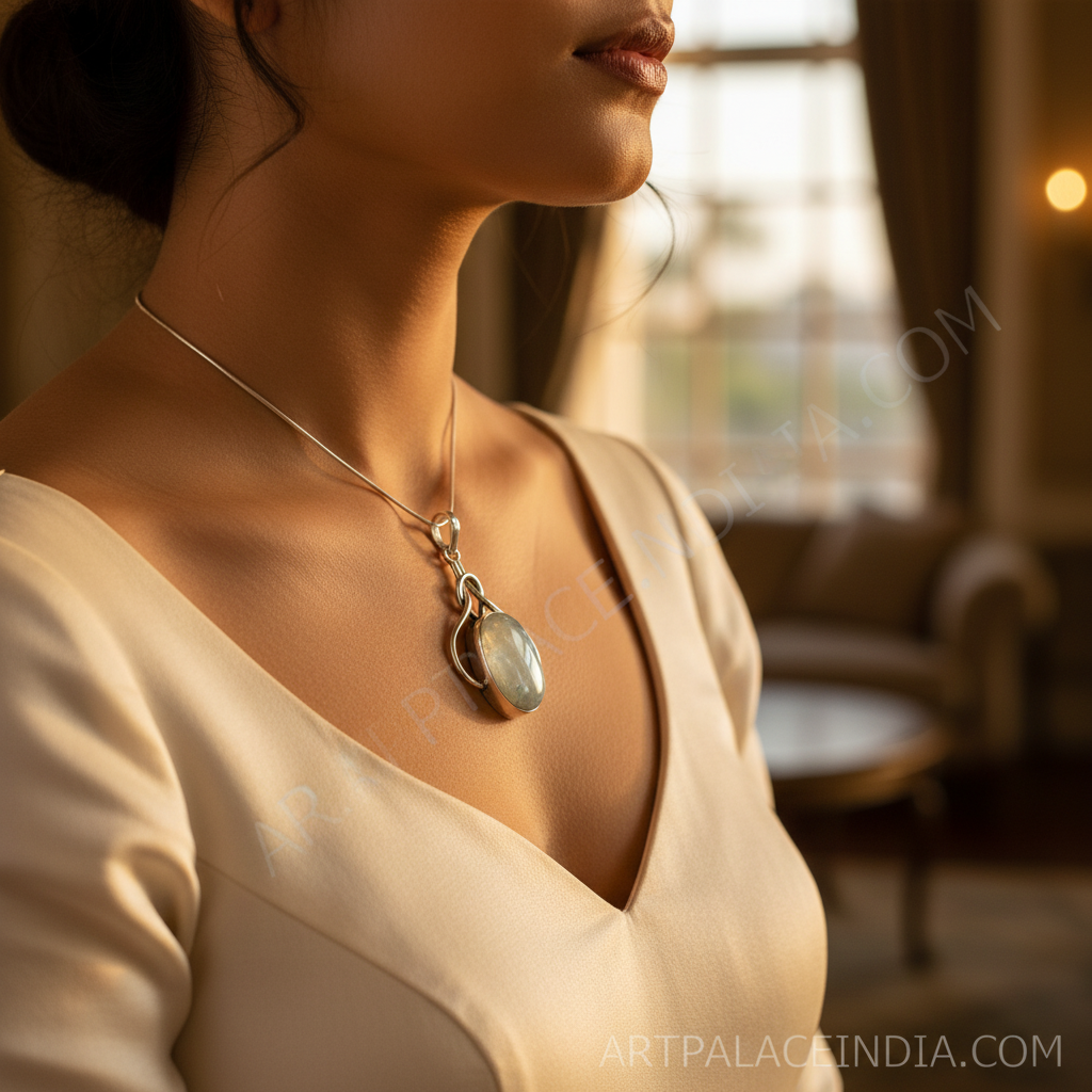 925 Silver Aquamarine Pendant for Women | Daily Wear Gift