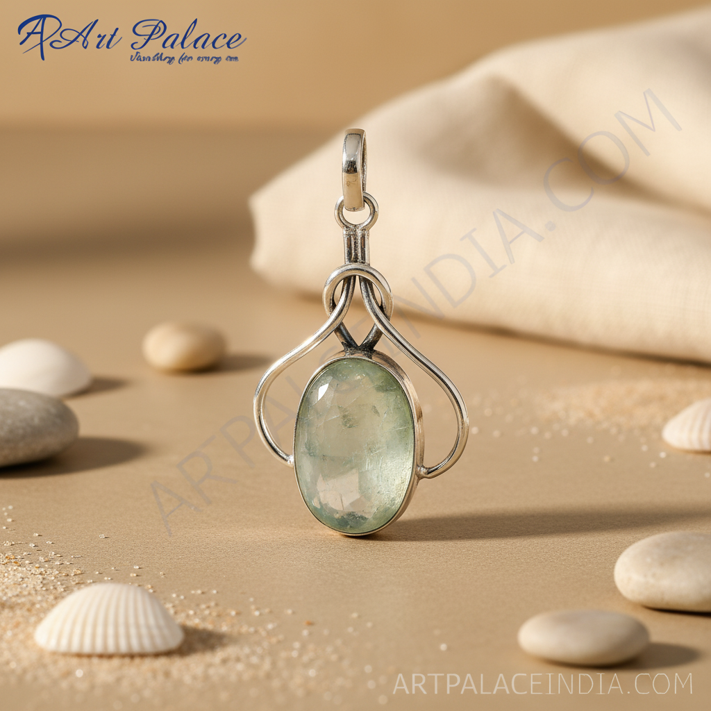 925 Silver Aquamarine Pendant for Women | Daily Wear Gift