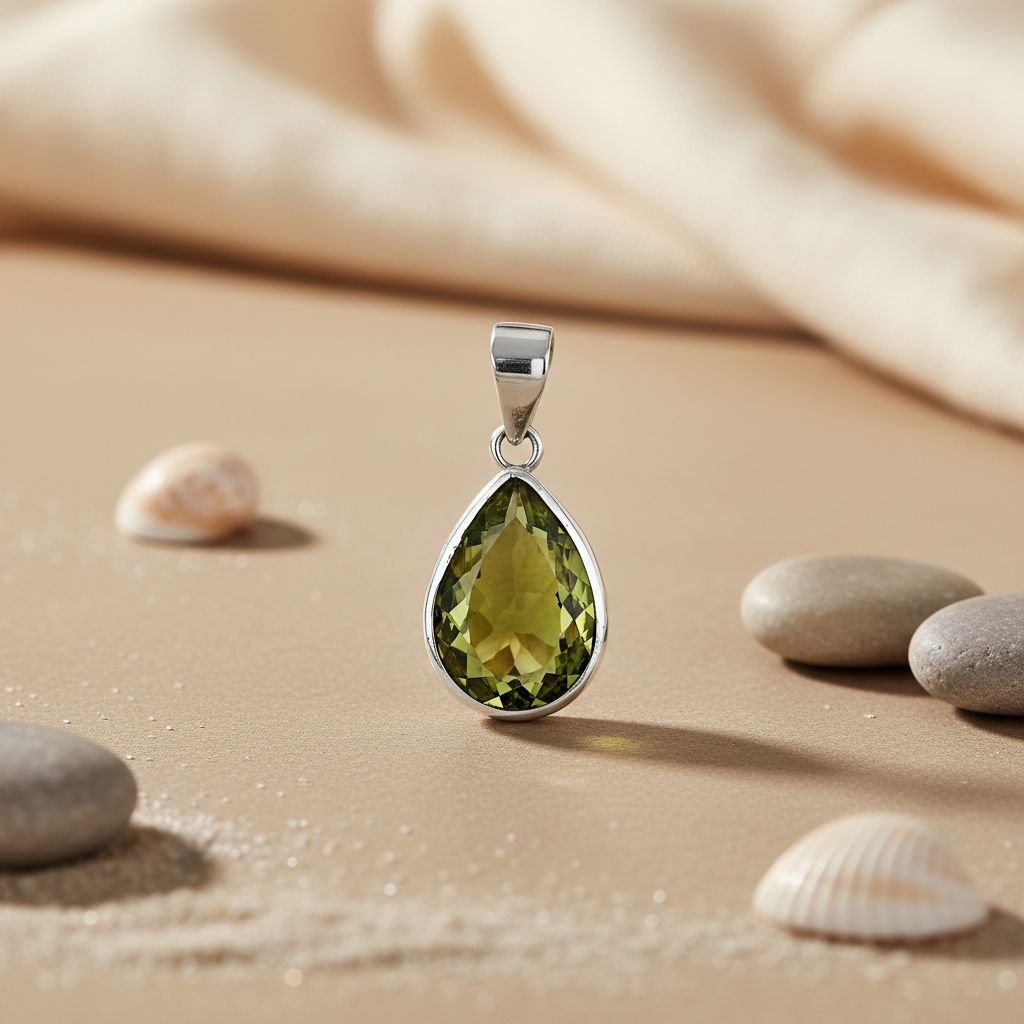 925 Silver Peridot Teardrop Pendant | Gemstone Jewelry for Women