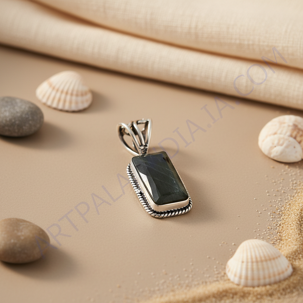 925 Silver Rectangle Stone Pendant for Women | Daily Wear Gift