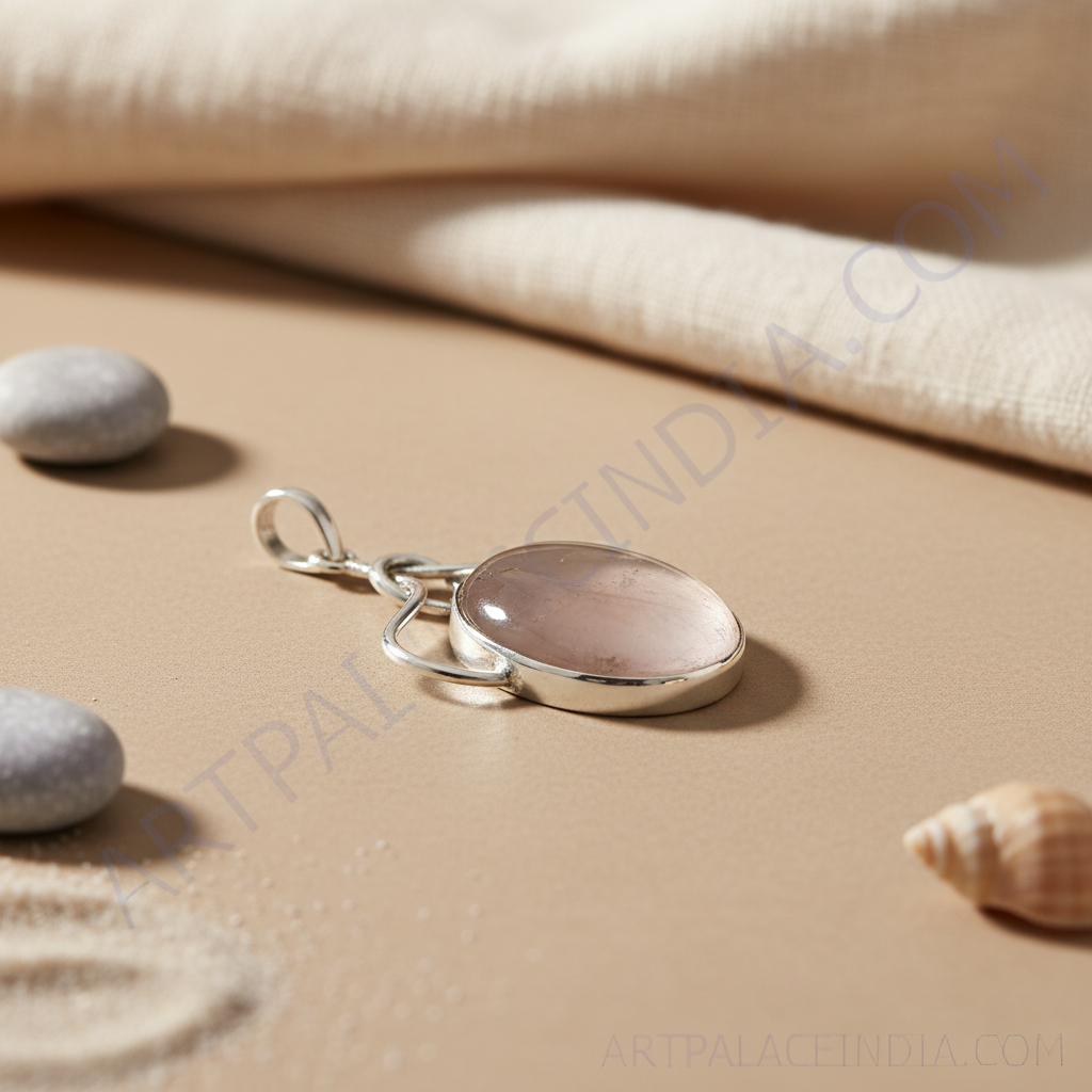 925 Silver Rose Quartz Pendant for Women | Gemstone Jewelry