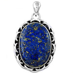 Load image into Gallery viewer, 925 Silver Lapis Lazuli Oval Pendant for Women | Gemstone Jewelry
