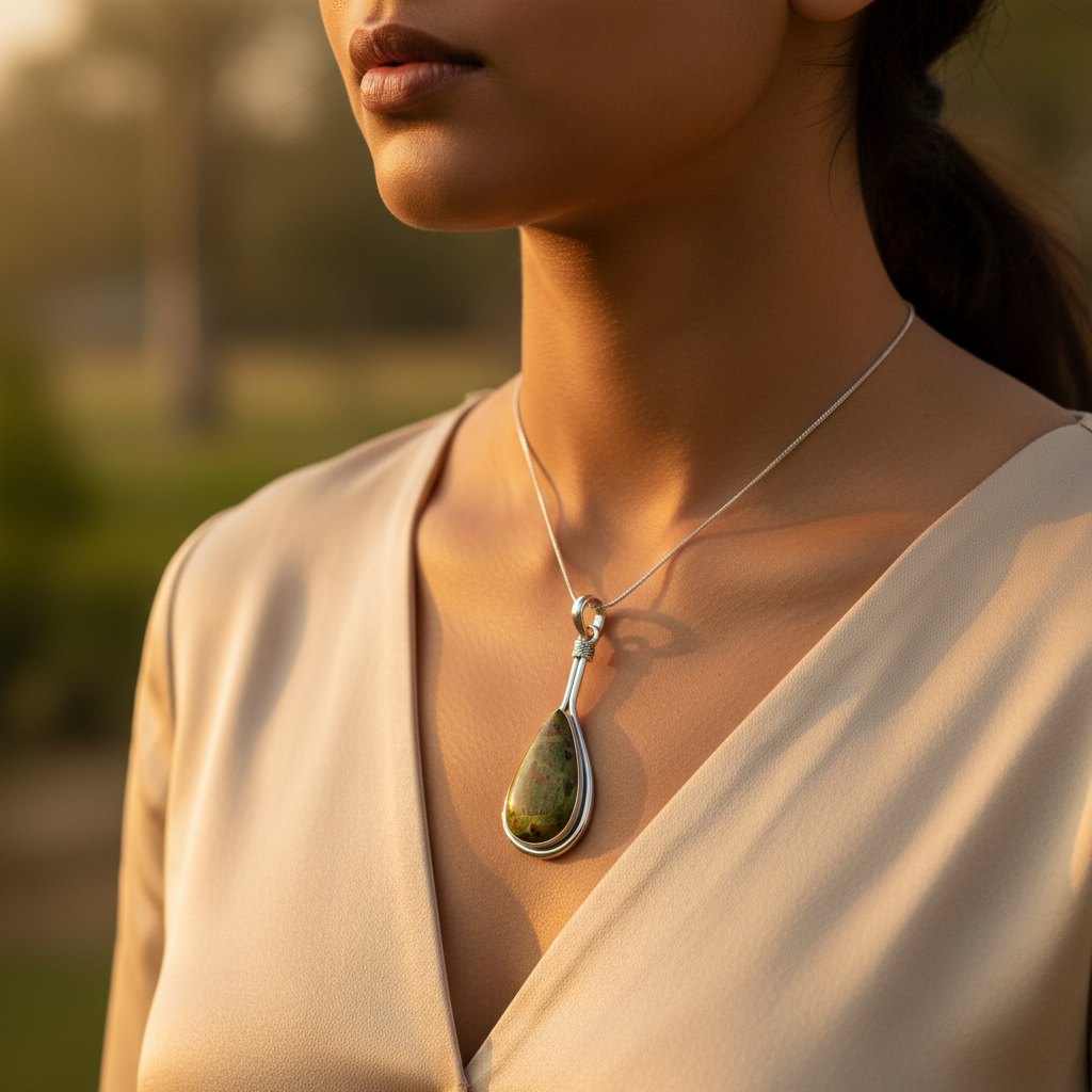 925 Silver Unakite Pendant for Women | Gemstone Jewelry Gift