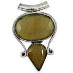 Load image into Gallery viewer, 925 Silver Olive Green Gemstone Pendant | Statement Jewelry
