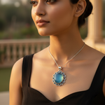Load image into Gallery viewer, 925 Silver Blue Chalcedony Pendant for Women | Gemstone Jewelry
