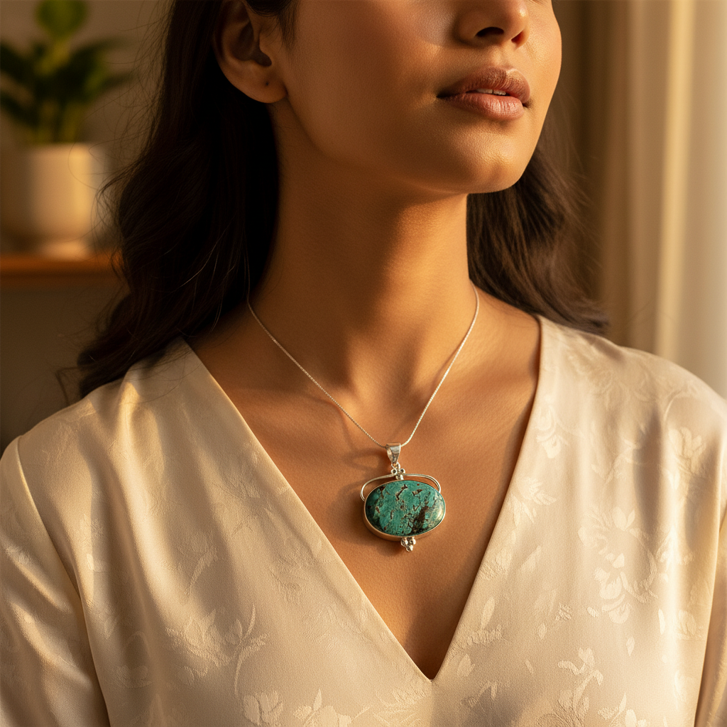 925 Sterling Silver Turquoise Pendant for Women | Gemstone Jewelry