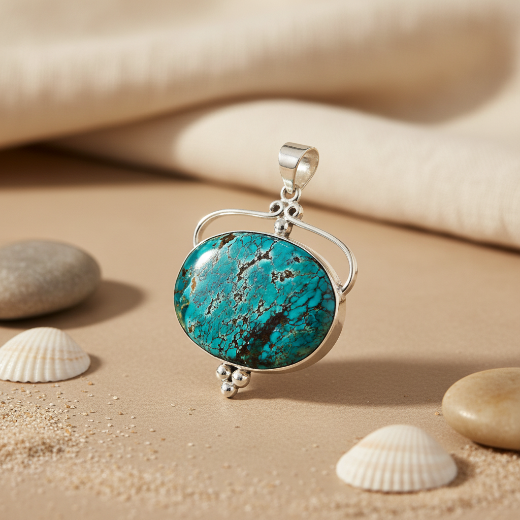 925 Sterling Silver Turquoise Pendant for Women | Gemstone Jewelry