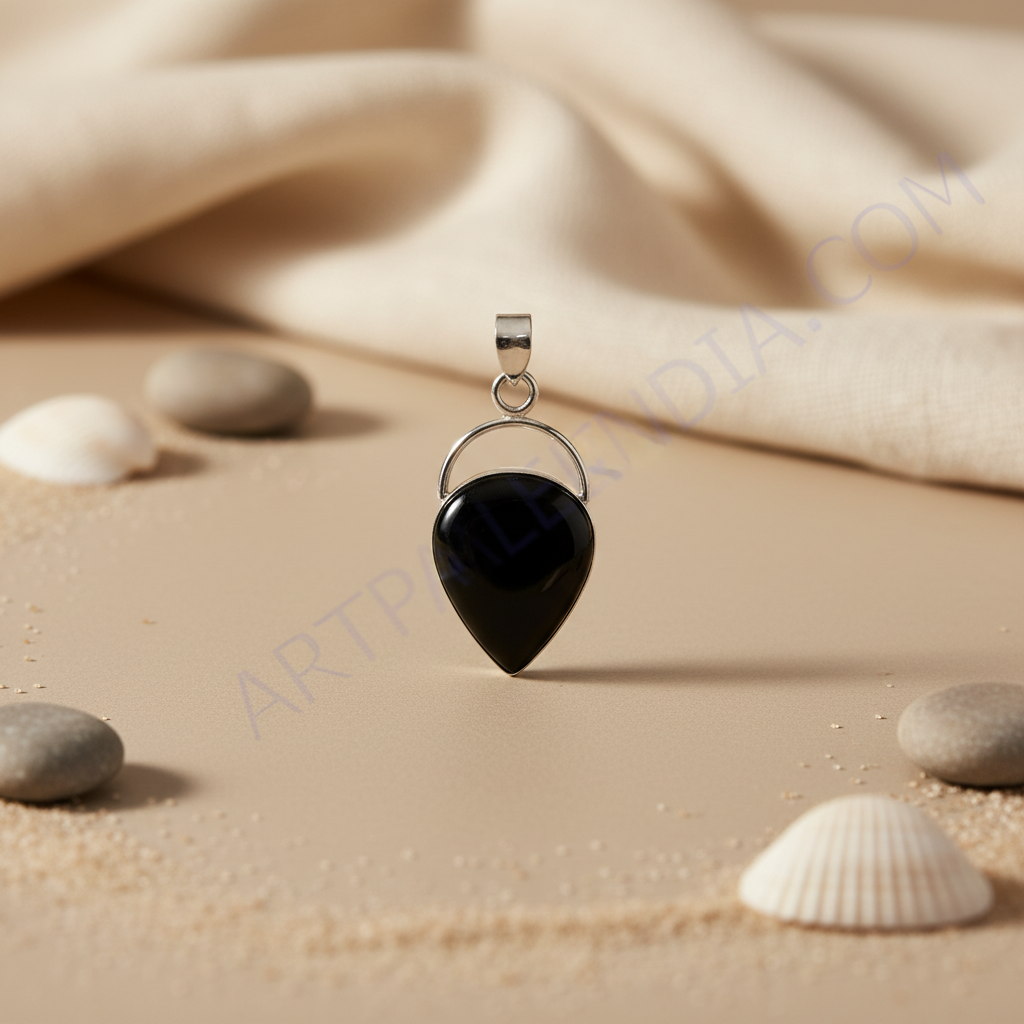 925 Silver Black Onyx Teardrop Pendant for Women | Gemstone Jewelry