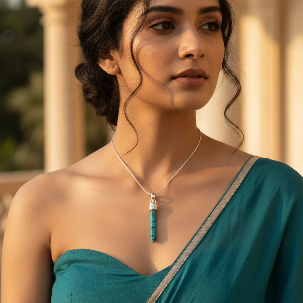 925纯银绿松石吊坠（女士款）| 宝石首饰