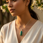 Load image into Gallery viewer, 925 Silver Turquoise Pendant | Oval Gemstone Pendant for Women
