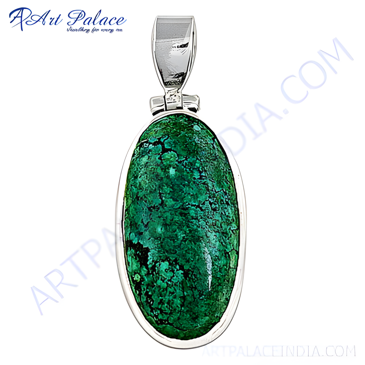 925 sterling silver turquoise pendant with a vibrant green blue oval gemstone
