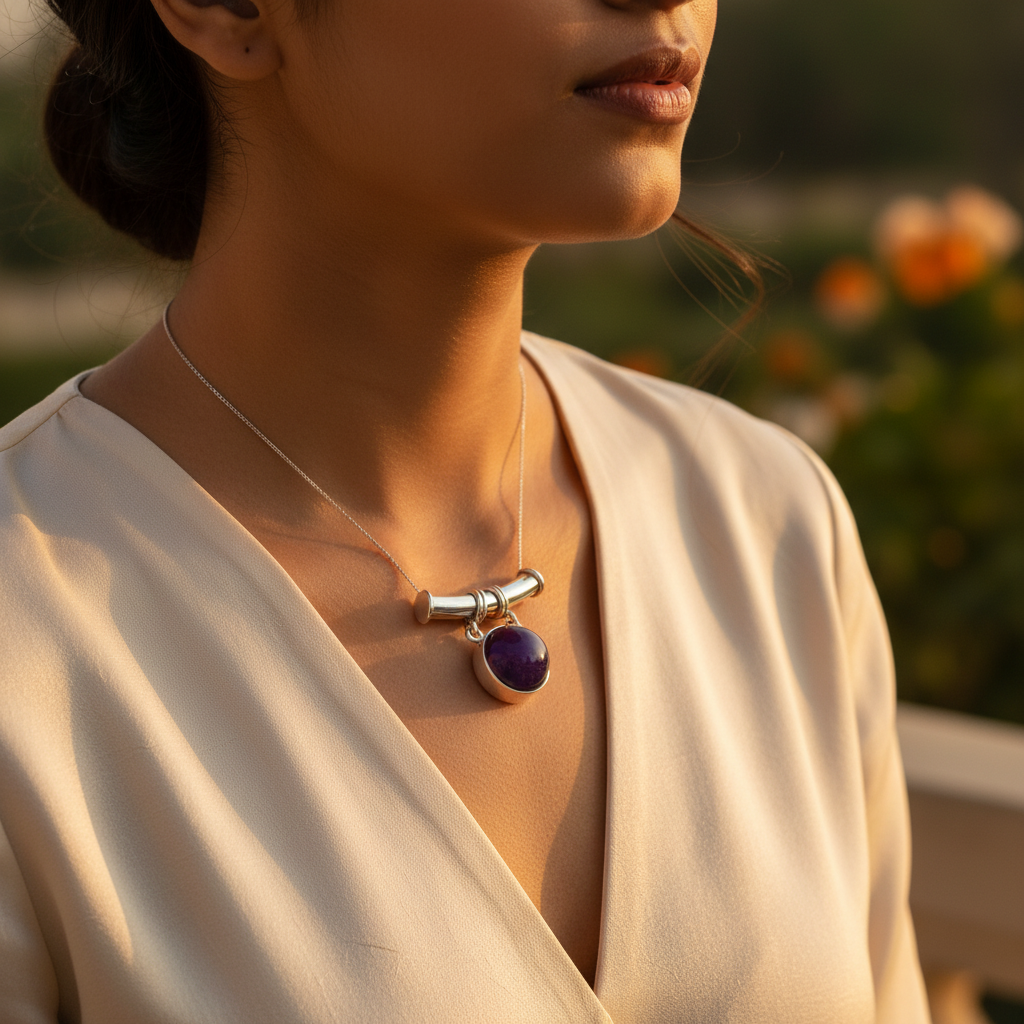 925 Silver Amethyst Pendant for Women | Gemstone Jewelry
