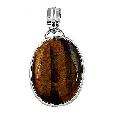Tiger Eye Stone Oval Pendant | 925 Sterling Silver Pendant for Women