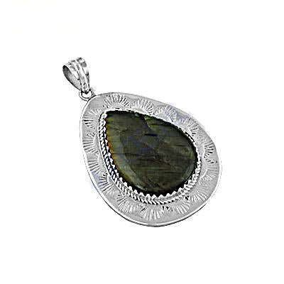 925 Silver Labradorite Pendant | Teardrop Gemstone for Women