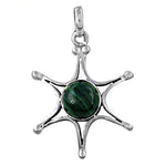 将图像加载到图库查看器中， 925 Sterling Silver Malachite Pendant | Starburst Design | Gift
