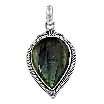 925 Silver Labradorite Teardrop Pendant | Women's Jewelry Gift