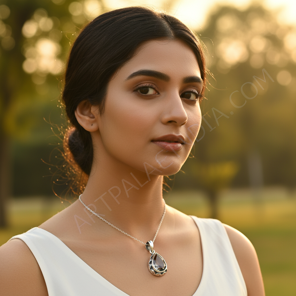 925 Silver Smoky Quartz Teardrop Pendant | Women's Jewelry Gift