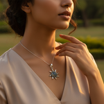 Load image into Gallery viewer, Colgante Sunburst de plata 925 | Piedra preciosa azul para mujer
