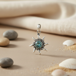 将图像加载到图库查看器中， 925 Silver Sunburst Pendant | Blue Gemstone for Women
