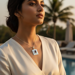 Load image into Gallery viewer, 925 Sterling Silver Garnet Pendant | Square Gemstone Jewelry
