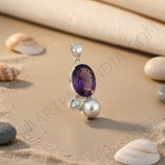 Load image into Gallery viewer, 925 Silver Amethyst Pearl Pendant | Gemstone Jewelry for Women
