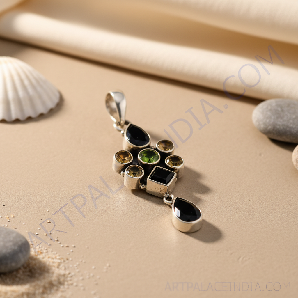 925 Silver Multi-Gemstone Pendant for Women | Fine Jewelry