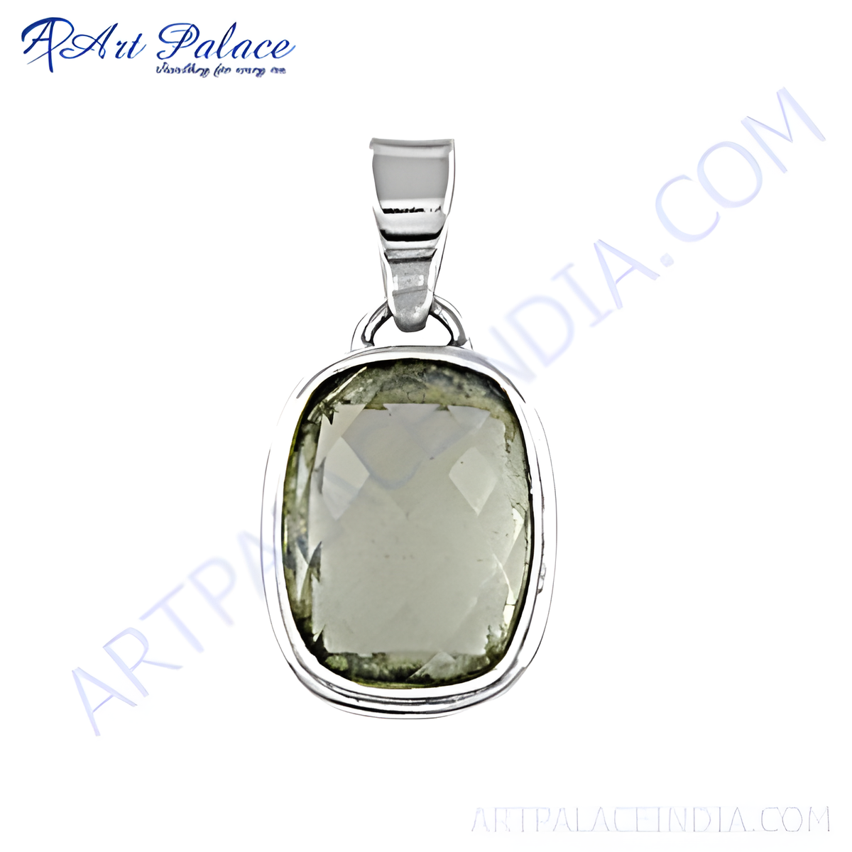 925 sterling silver green quartz pendant for women, gemstone pendant